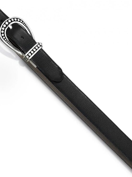 Brighton Really Tough Reversible Belt L Leather Silver Buckle Black Gray main image 6